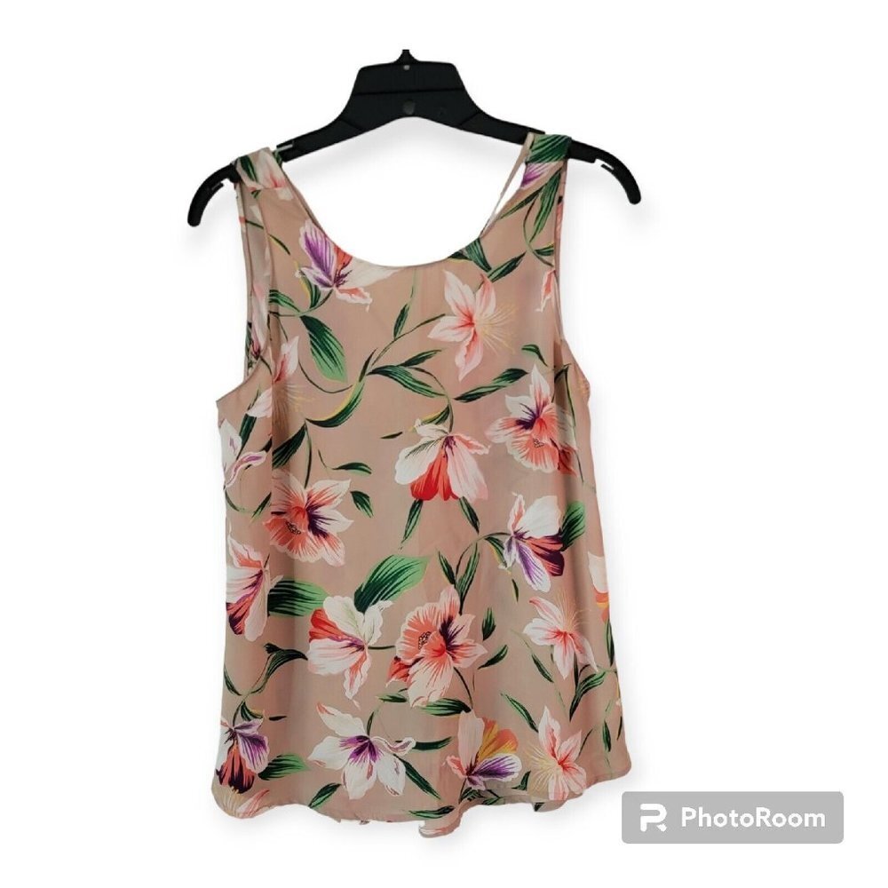 Lush Pink Floral Print Sleeveless Blouse Size Large